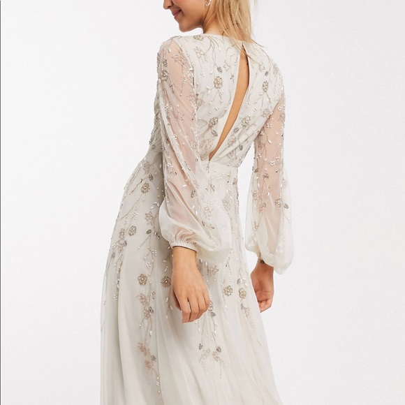 SOLD ASOS DESIGN embellished midi dress with blouson sleeves - Picture 2 of 4